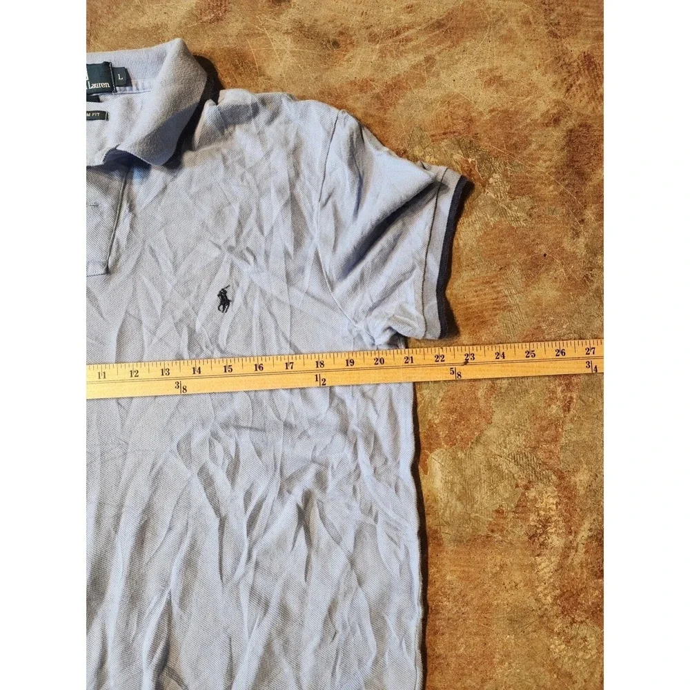 Vintage Polo Ralph Lauren Custom Fit‎ Light Blue Short Sleeve Polo Shirt **